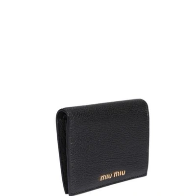 Shop Miu Miu Logo Bifold Wallet In Black