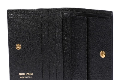 Shop Miu Miu Logo Bifold Wallet In Black