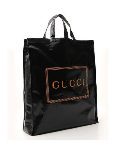Shop Gucci Logo Printed Tote Bag In Black