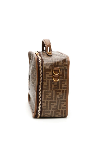 Shop Fendi Ff Logo Travel Suitcase In Brown