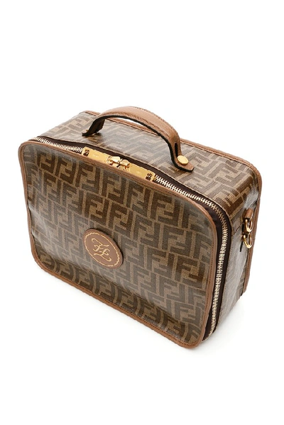 Shop Fendi Ff Logo Travel Suitcase In Brown