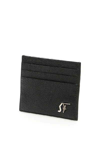 Shop Ferragamo Salvatore  Monogram Plaque Cardholder In Black