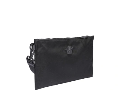 Shop Versace Medusa Detail Clutch Bag In Black