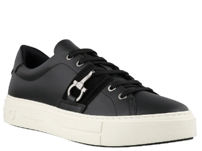 Shop Ferragamo Salvatore  Gancini Sneakers In Black