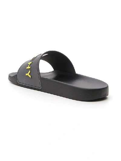 Shop Givenchy Logo Slides In Grey/yellow