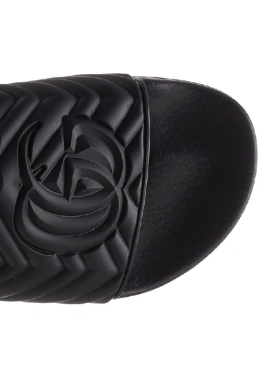 Shop Gucci Gg Matelassé Slides In Black