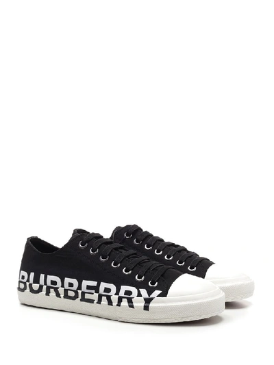 Shop Burberry Contrast Logo Printed Sneakers In Black
