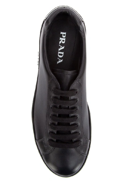 Shop Prada Logo Plaque Sneakers In Black