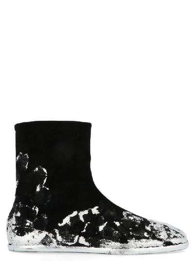 Shop Maison Margiela Tabi Paint Splatter Effect Boots In Black