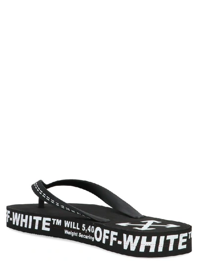 Shop Off-white Logo Flip Flops In Black