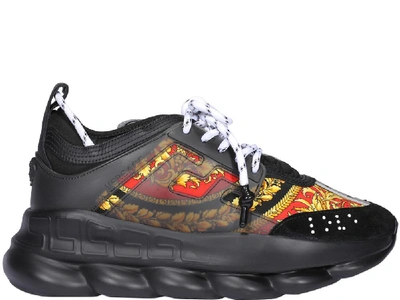 Shop Versace Chain Reaction Baroque Print Sneakers In Black