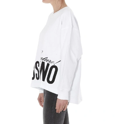 Shop Moschino Logo Printed Hoodie In White