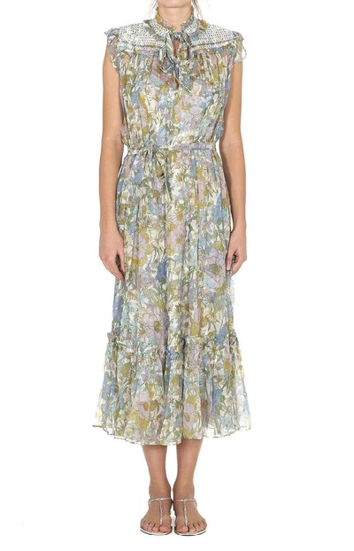 Shop Zimmermann Super Eight Sleeveless Midi Dress In Multi