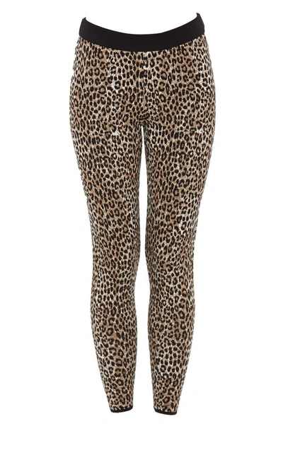 Shop Michael Michael Kors Leopard Print Mid Rise Leggings In Multi