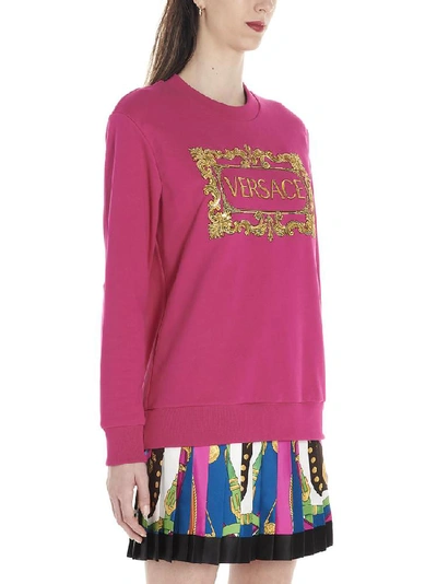 Shop Versace Logo Sweatshirt In Pink