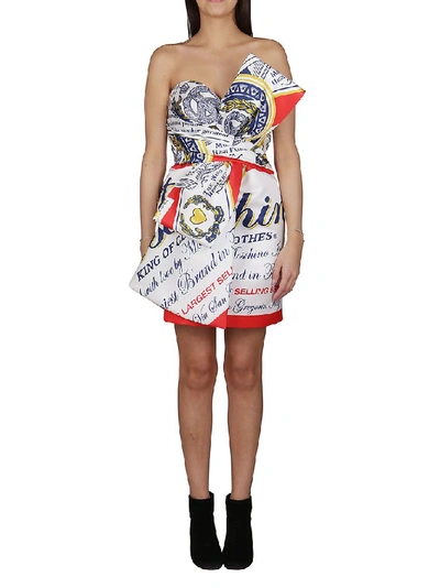Shop Moschino Bow Printed Dress In Multi