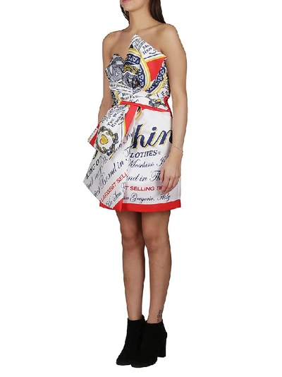 Shop Moschino Bow Printed Dress In Multi