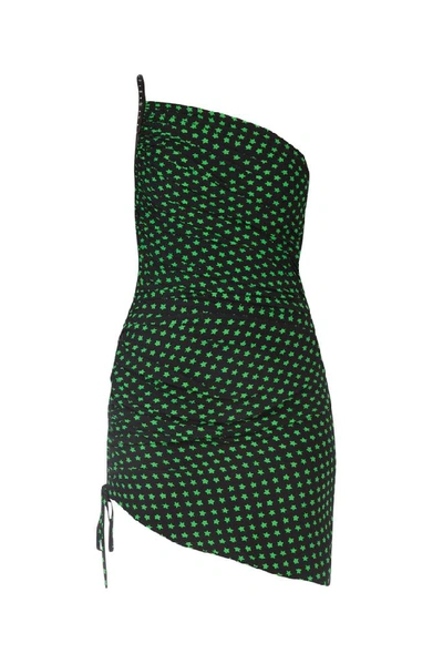 Shop Saint Laurent Asymmetric Star Print One Sholder Dress In 3100