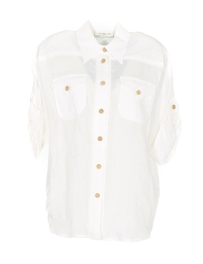 Shop Zimmermann Super Eight Safari Shirt In Ivory