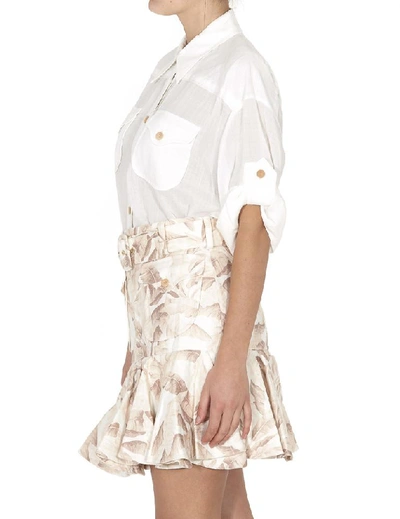 Shop Zimmermann Super Eight Safari Shirt In Ivory