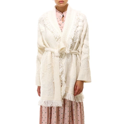Shop Alanui Polar View Embroidered Cardigan In White
