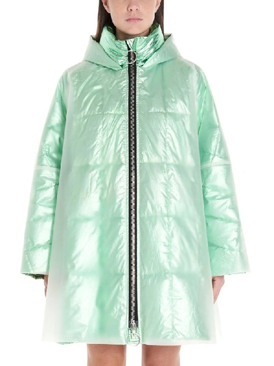 Shop Ienki Ienki Pyramide Iridescent Quilted Hooded Raincoat In Green