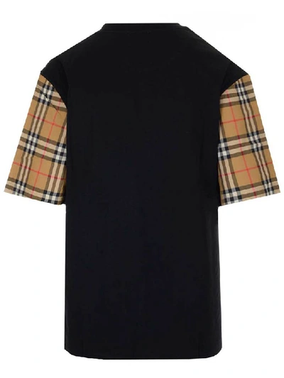 Shop Burberry Check Panelled Sleeves T-shirt In Multi