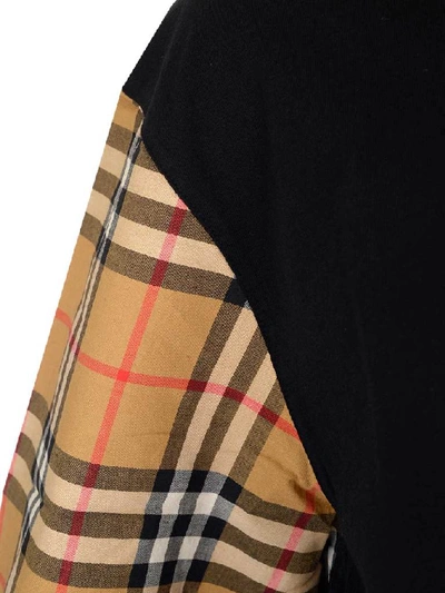 Shop Burberry Check Panelled Sleeves T-shirt In Multi