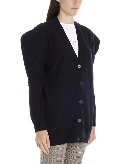 Shop Stella Mccartney Structured Shoulders Cardigan In Blue