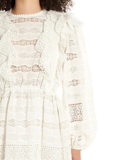 Shop Ulla Johnson Embroidered Ruffle Mini Dress In White