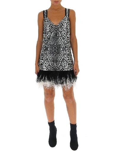 Shop Proenza Schouler Feather Trim Leopard Print Mini Dress In Multi