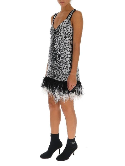 Shop Proenza Schouler Feather Trim Leopard Print Mini Dress In Multi