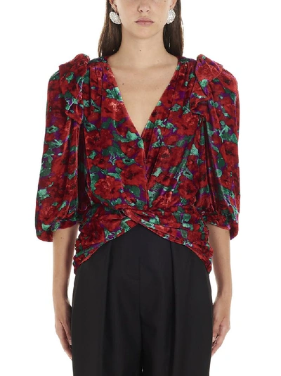 Shop Magda Butrym Floral Ruched Top In Multi