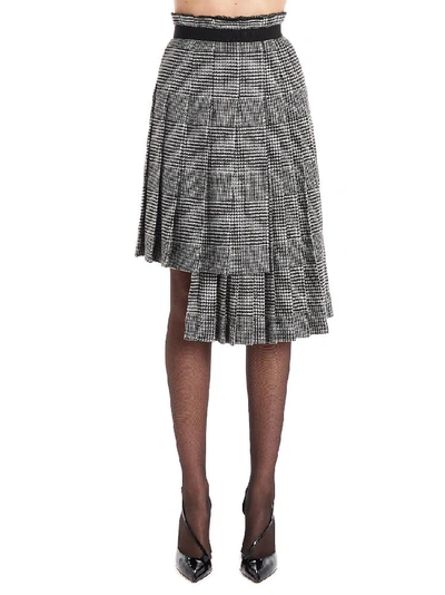 Shop Ermanno Scervino Plaid Asymmetric Pleated Skirt In Grey