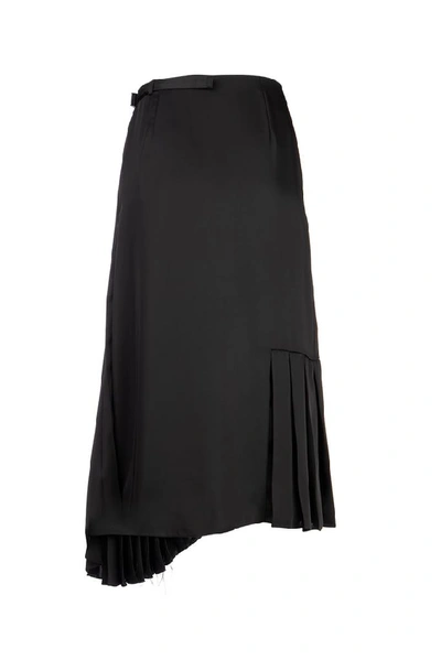 Shop Prada Asymmetric Feather Detail Midi Skirt In F0806