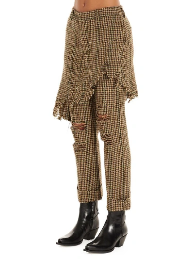 Shop R13 Layered Over Skirt Houndstooth Trousers In Multi