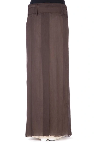 Shop Prada Belted Maxi Skirt In Brown