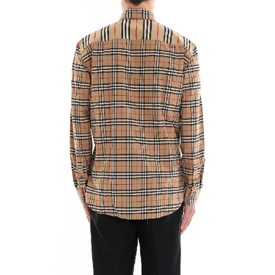 Shop Burberry Patchwork Checked Shirt In Beige