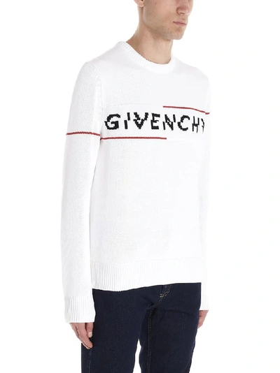 Shop Givenchy Intarsia Logo Knitted Jumper In White