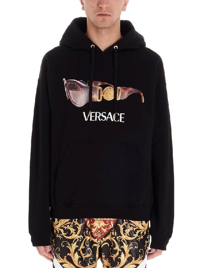Shop Versace Sunglasses Printed Hoodie In Black