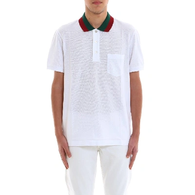 Gucci Web Collar Polo Shirt In White ModeSens