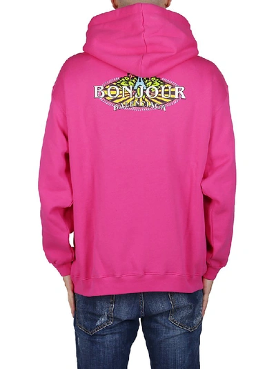 Shop Balenciaga Logo Drawstring Hoodie In Pink