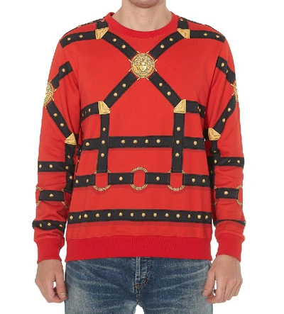 Shop Versace Graphic Print Sweatshirt In Red