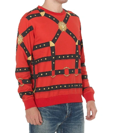 Shop Versace Graphic Print Sweatshirt In Red