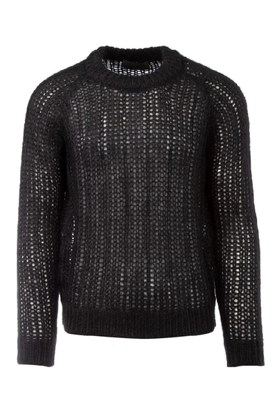 Shop Prada Knitted Crewneck Sweater In F0002