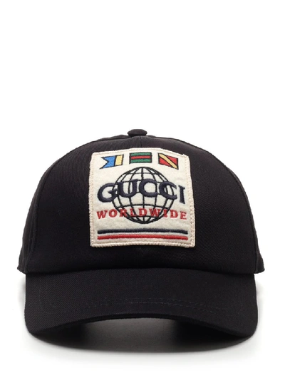 Shop Gucci Logo Baseball Cap In Black