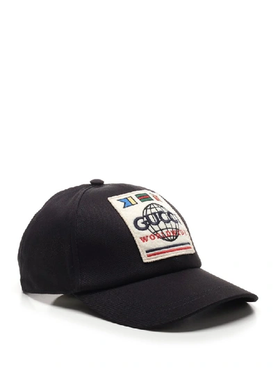 Shop Gucci Logo Baseball Cap In Black