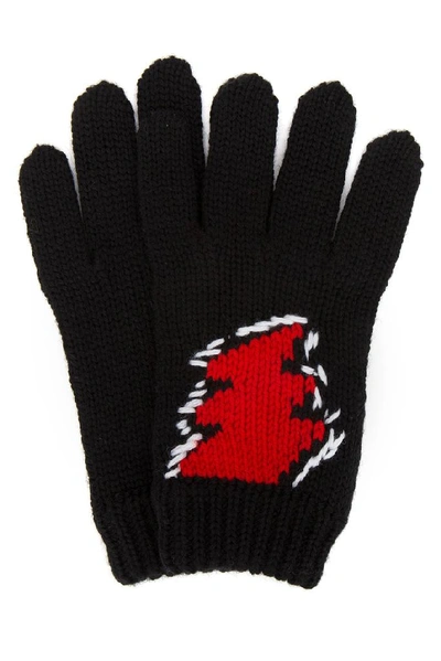 Shop Prada Lightning Bolt Gloves In F0n98