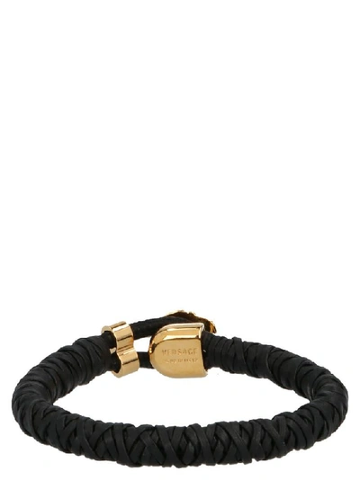 Shop Versace Medusa Charm Bracelet In Black