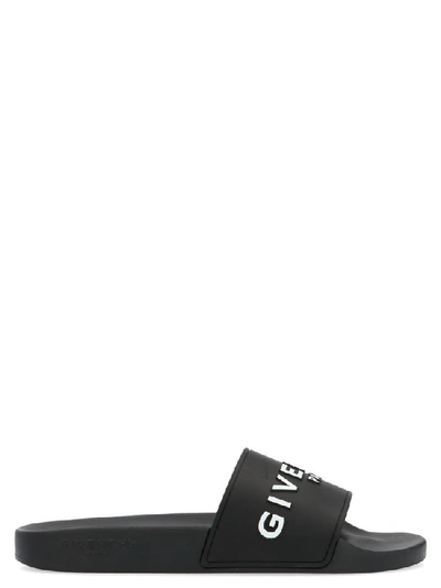 Shop Givenchy Logo Embossed Slides In Black